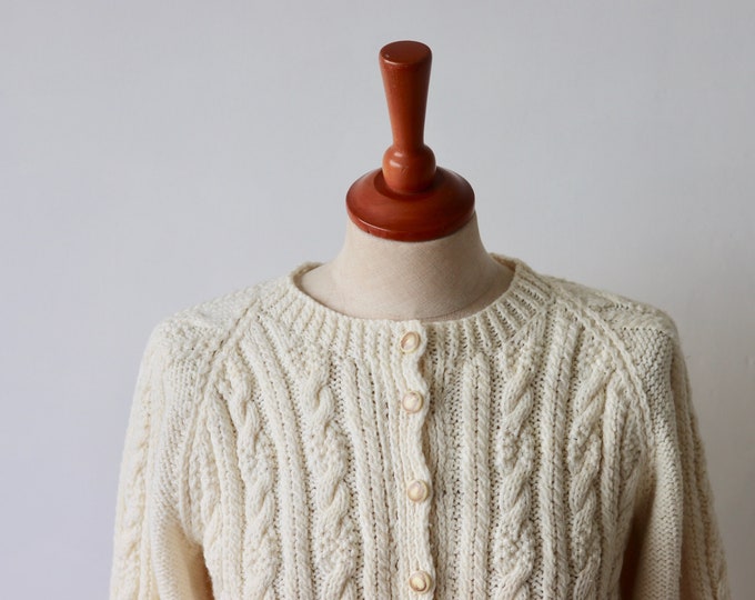 Cream Cable Hand Knitted Cardigan