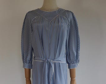 Anna Belinda Blue Stripe Silk Dress | 1970s