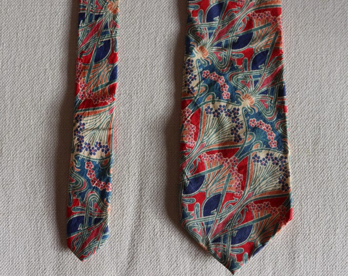 Liberty Tana Lawn cotton neck tie  with the Ianthe Art Nouveau print