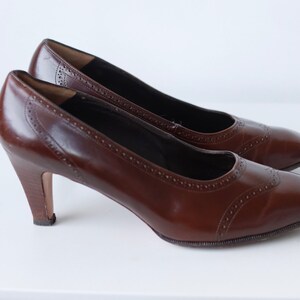 Vintage Brown Leather Bally for Harrods Pumps Shoes Heels image 8