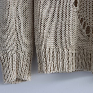 SANDRO Paris Beige Open Weave Long Sleeve Summer Knit image 5