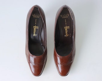 Vintage Brown Leather Bally for Harrods Pumps Shoes Heels