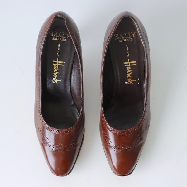 Vintage Brown Leather Bally for Harrods Pumps Shoes Heels