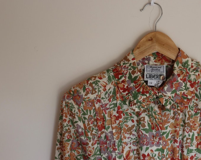 Vintage Liberty Tana Lawn Cotton Shirt Dress Size 12 by Thomas & Jonathan of Canterbury