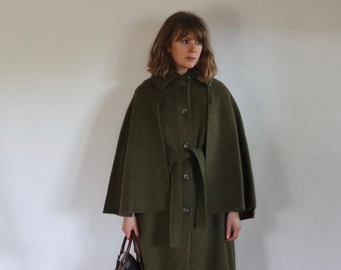 1970's Khaki Cape Coat by MAY OF LONDON