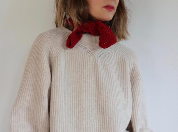 Hand Knitted Crochet Neckerchief Scarf