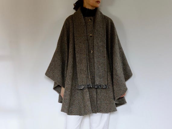 John Molloy Donegal Tweed Scarf Cape Coat Poncho