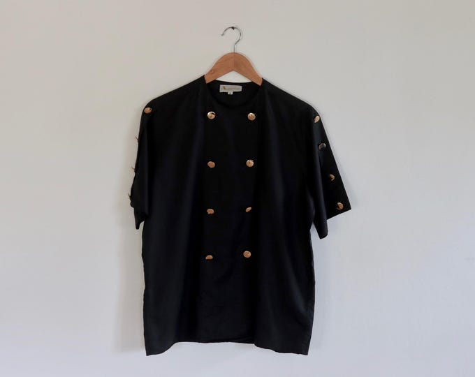 Aquascutum Black Gold Button Military Style Top