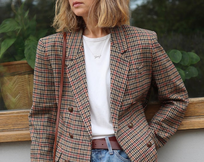 Heritage Tweed Style Double Breasted Blazer Jacket