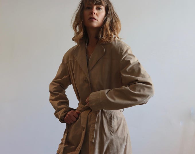Conbipel | Vera Pelle Beige Suede Leather Belted Jacket
