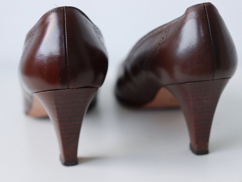 Vintage Brown Leather Bally for Harrods Pumps Shoes Heels image 7