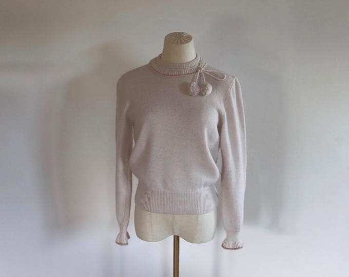 Vintage Pom Pom Tie Jumper