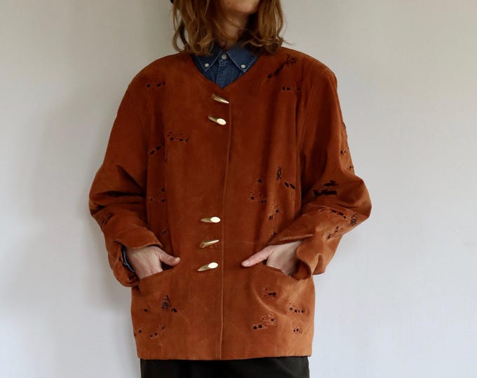 DINO'Z |  Rare 80’s Tan Suede Leather Boho Deer Jacket