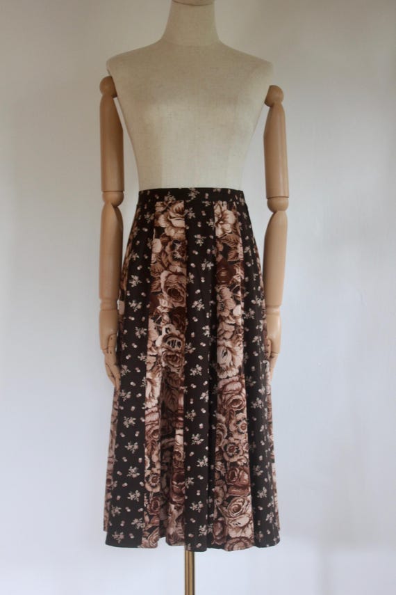 1970s Vintage David Silverman Autumn Print Skirt
