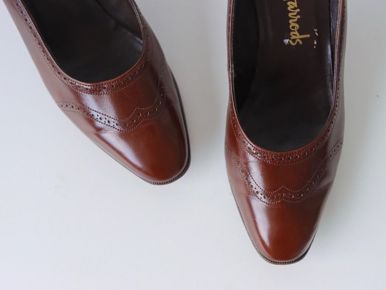 Vintage Brown Leather Bally for Harrods Pumps Shoes Heels image 4