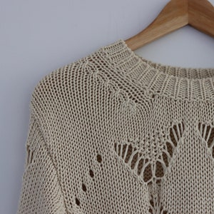 SANDRO Paris Beige Open Weave Long Sleeve Summer Knit image 4