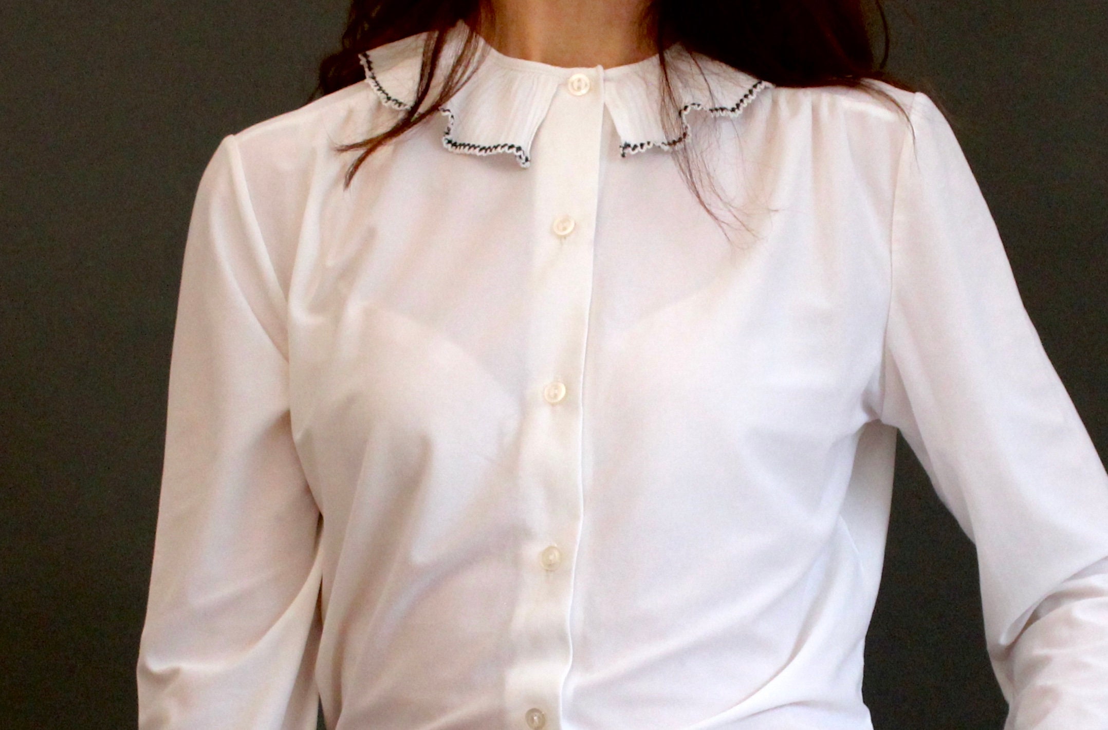 White Frill Collar 70's Blouse