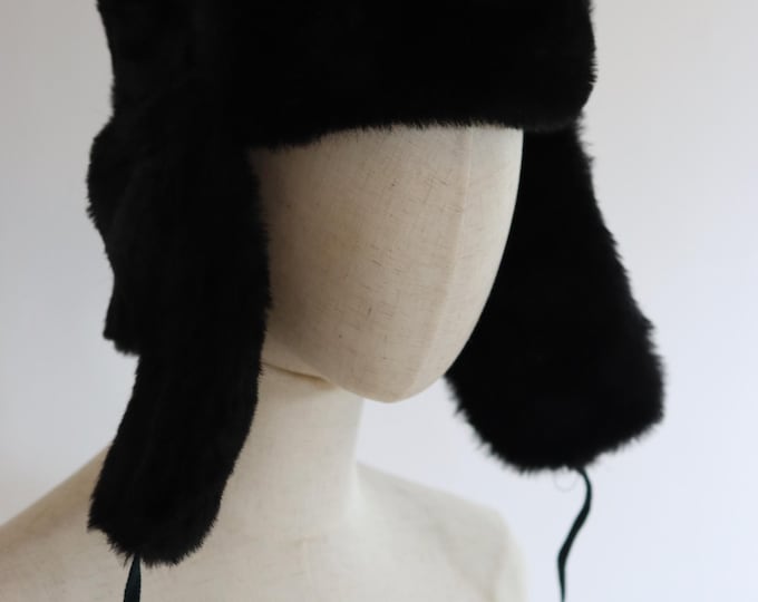 Black Faux Fur Russian Deer Hunter Hat