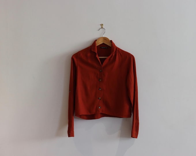 Vintage Rust Viscose Short Blouse