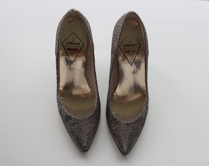 Vintage 80s Disco Sparkly Gold Stiletto Heels