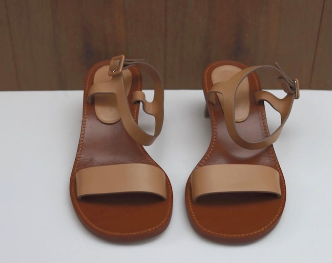 DEAR FRANCES | Mane Ankle Strap Beige All Leather Sandals 38