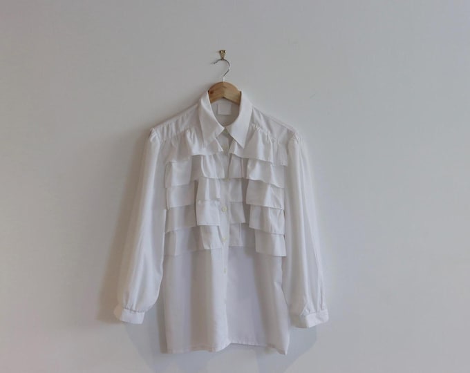 Vintage Frill Tiered White Blouse