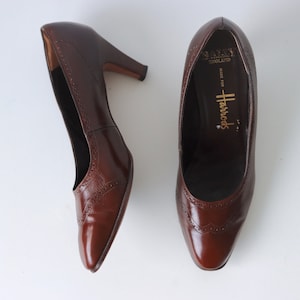 Vintage Brown Leather Bally for Harrods Pumps Shoes Heels image 3