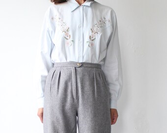 CACHAREL | La Chemiserie Pale Blue Embroidered Shirt