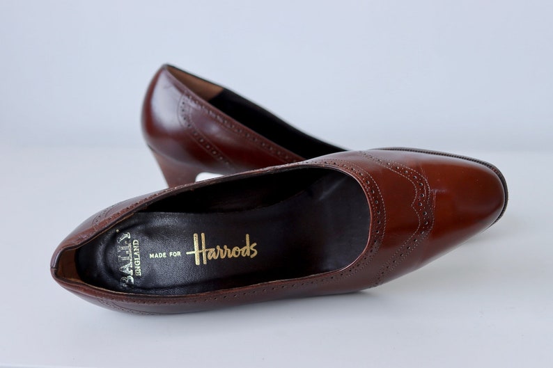 Vintage Brown Leather Bally for Harrods Pumps Shoes Heels image 9