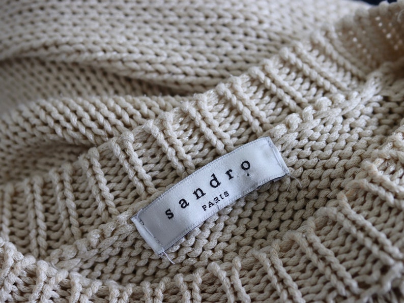 SANDRO Paris Beige Open Weave Long Sleeve Summer Knit image 6