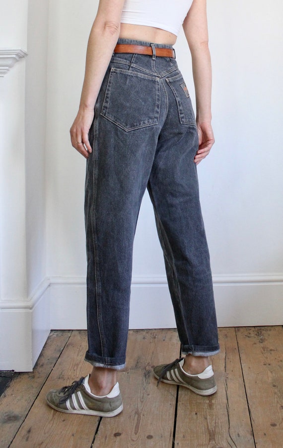 Vintage High Rise Faded Black / Grey MOM Jeans