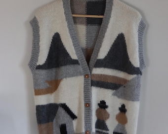 Strickweste mit peruanischem Alpaka-Print