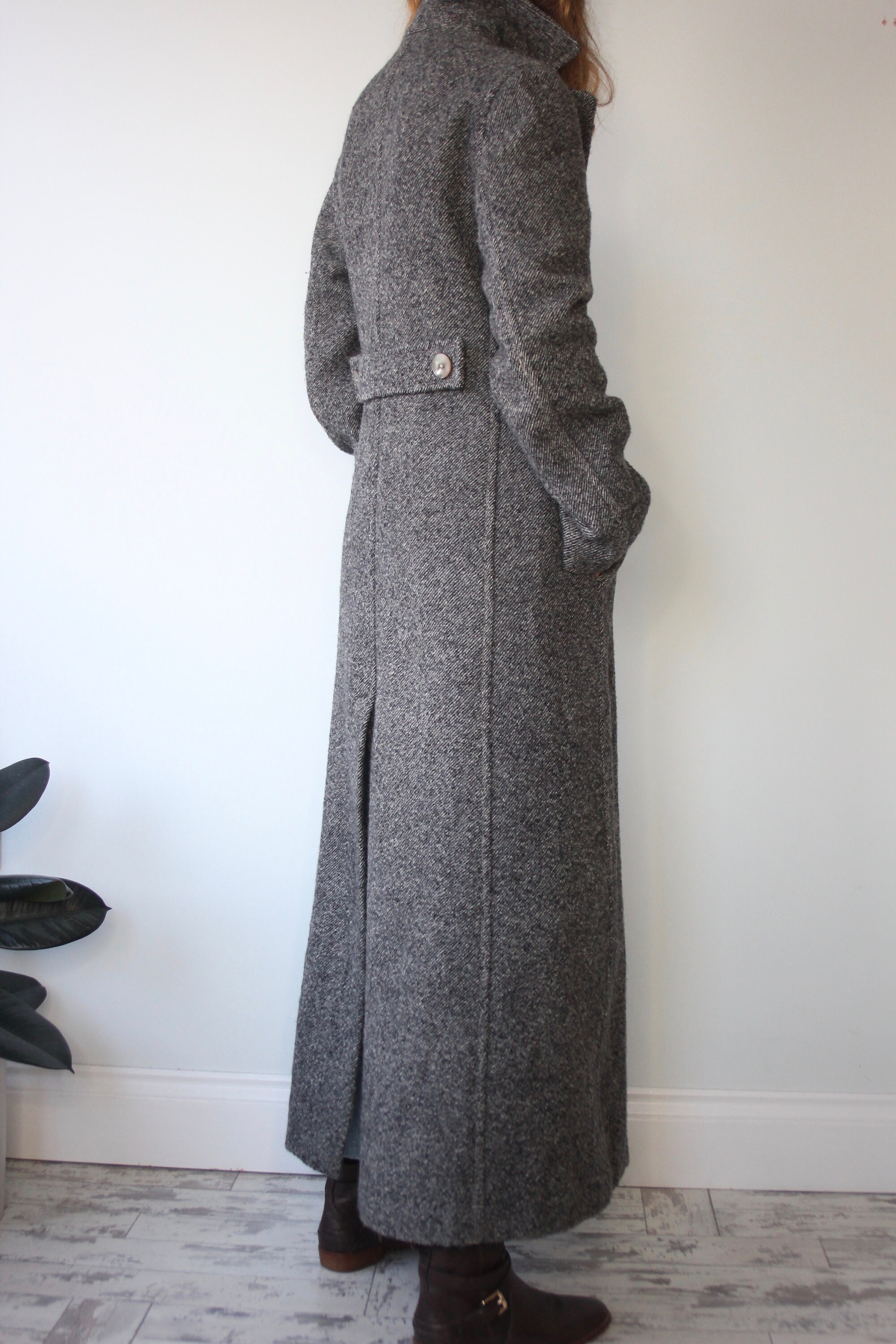 Image of Liujo Herringbone Maxi Pure Wool Coat