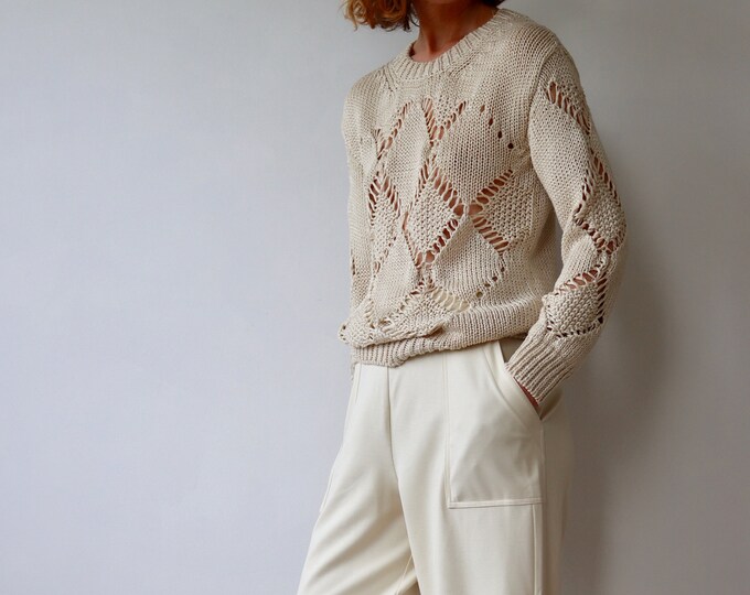 SANDRO  Paris | Beige Open Weave Long Sleeve Summer Knit