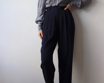 ALEXON | Vintage Navy High Waist Double Pleated Trousers