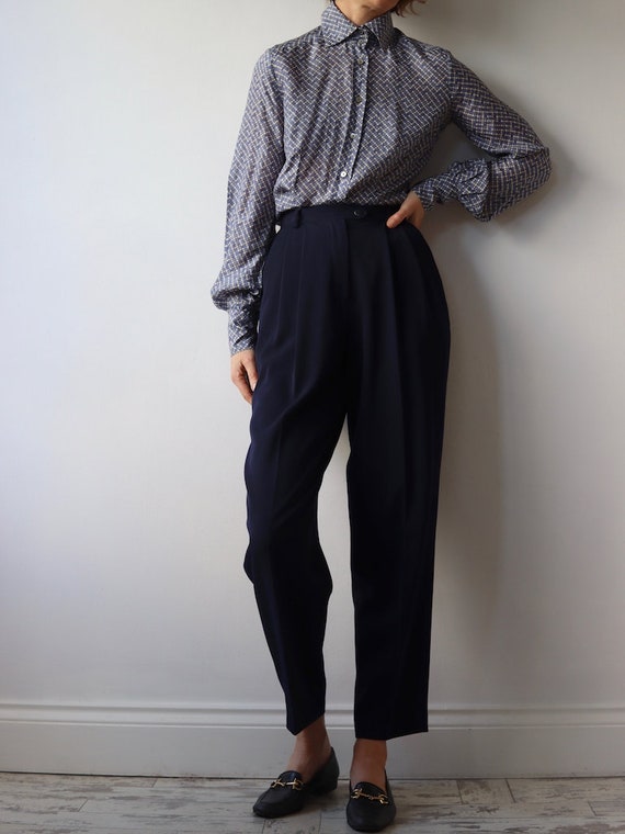 ALEXON | Vintage Navy High Waist Double Pleated Trousers