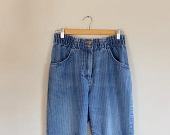 Vintage 80er Jahre St. Michael Tapered Mom Jeans mit Streifen
