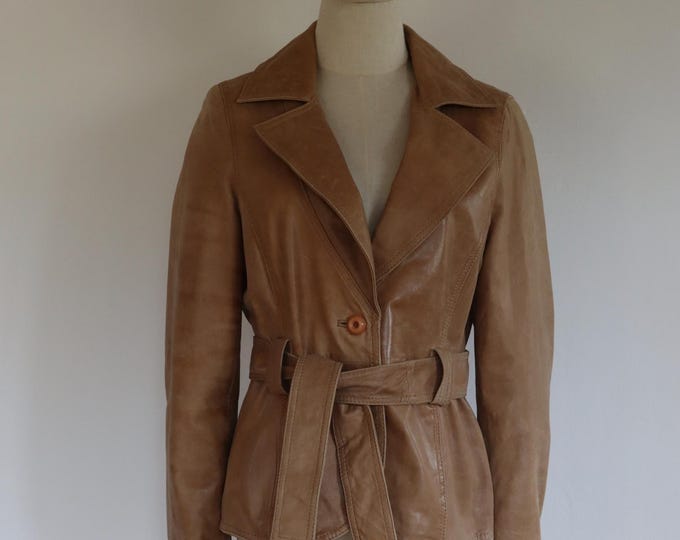Soia & Kyo Soft Leather Belted Vintage Jacket