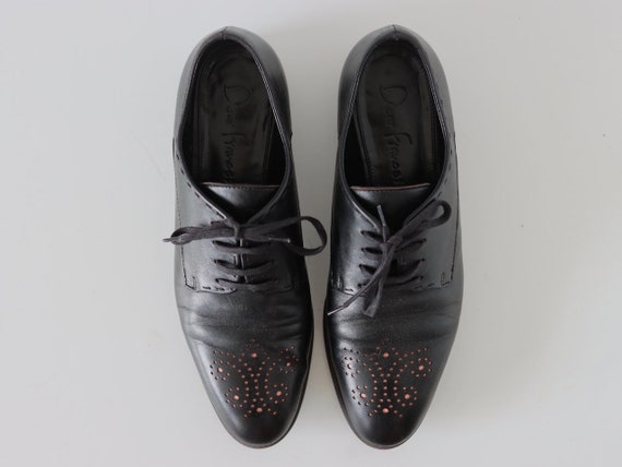 Dear Frances | Black Leather Decorative Brogues