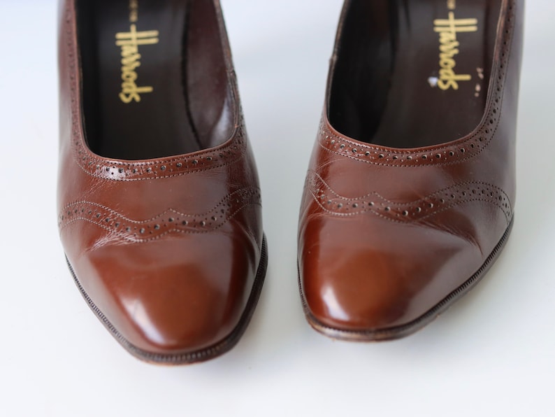 Vintage Brown Leather Bally for Harrods Pumps Shoes Heels image 5