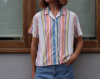 Stripe Short Sleeve Blouse by Liz Claiborne