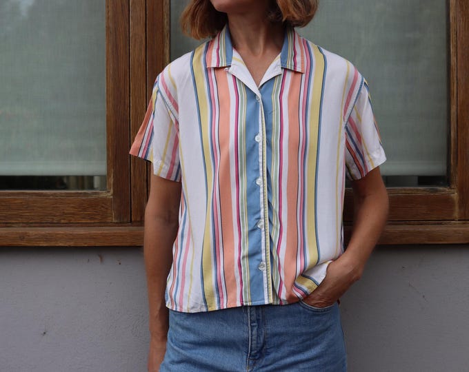 Stripe Short Sleeve Blouse by Liz Claiborne