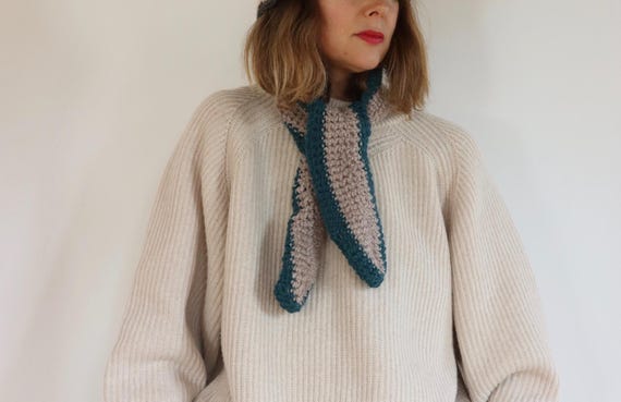 Hand Knitted Crochet Poet Scarf