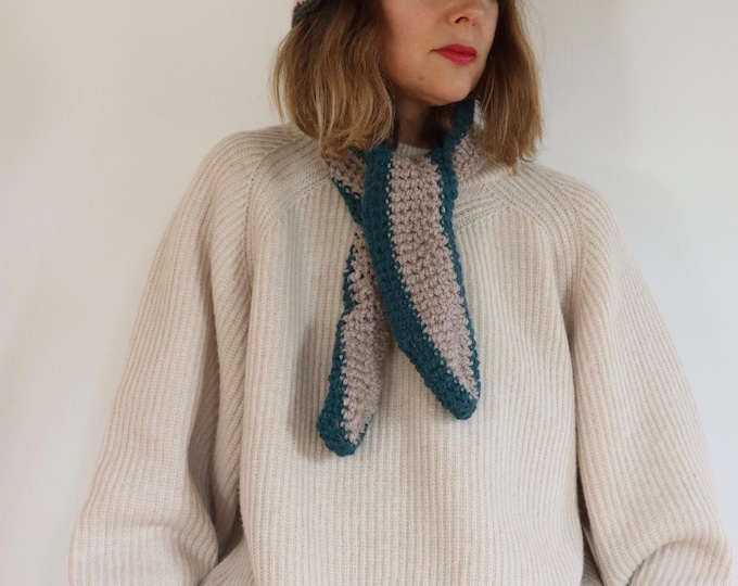 Hand Knitted Crochet Poet Scarf