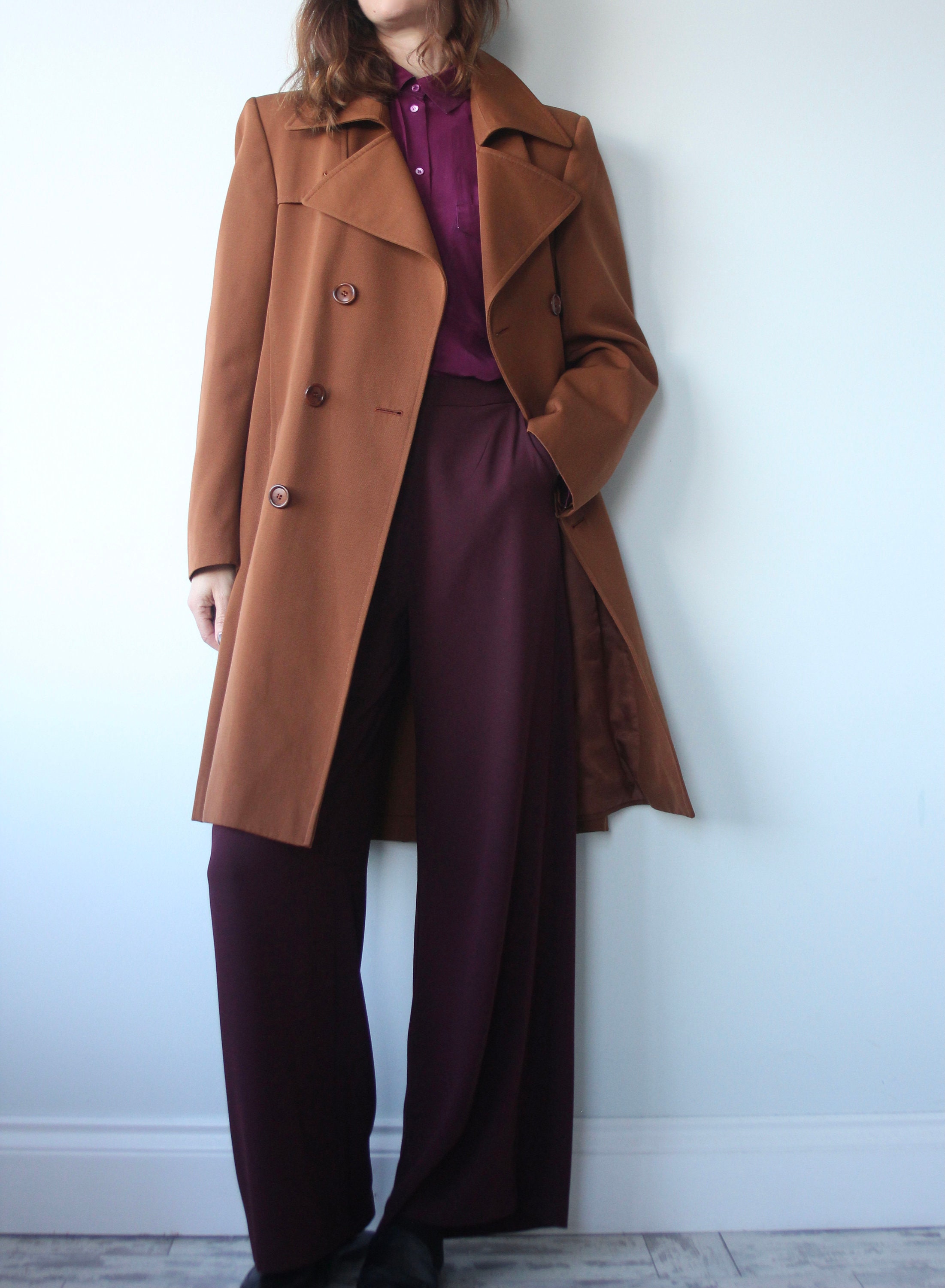 Vintage Brown Oversized Belted Unisex Trench Coat