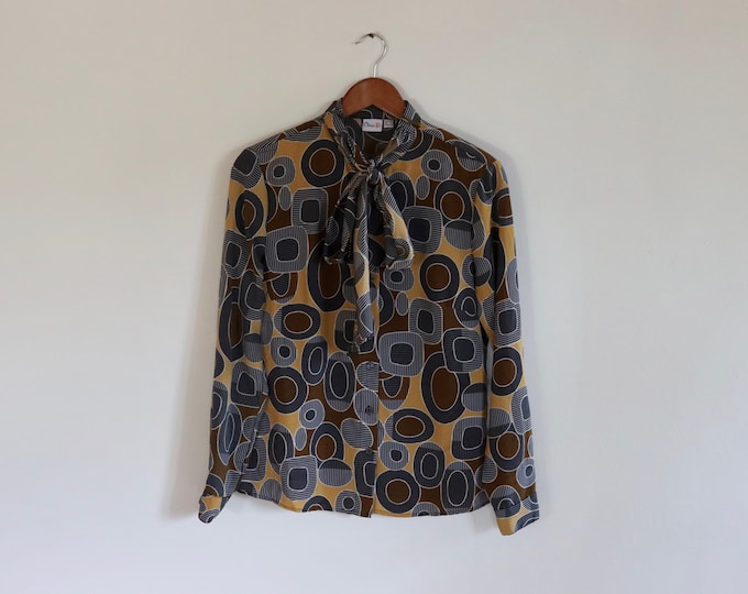 Oscar B Geometric Pussy Bow Blouse