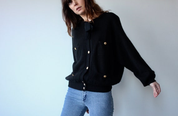 Les Copains Lambswool Pussy Bow Cardigan