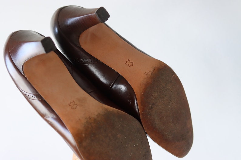 Vintage Brown Leather Bally for Harrods Pumps Shoes Heels image 10
