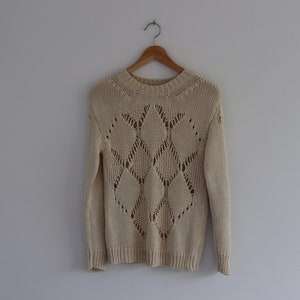 SANDRO Paris Beige Open Weave Long Sleeve Summer Knit image 3