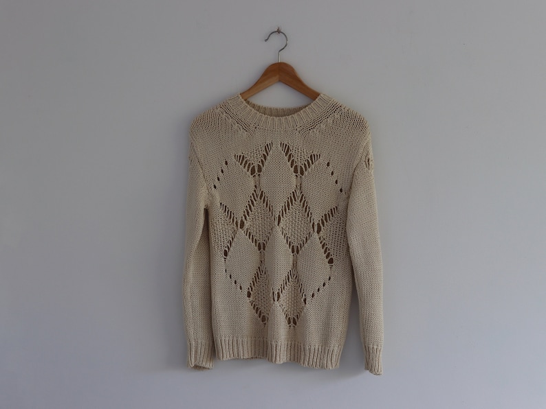 SANDRO Paris Beige Open Weave Long Sleeve Summer Knit image 3